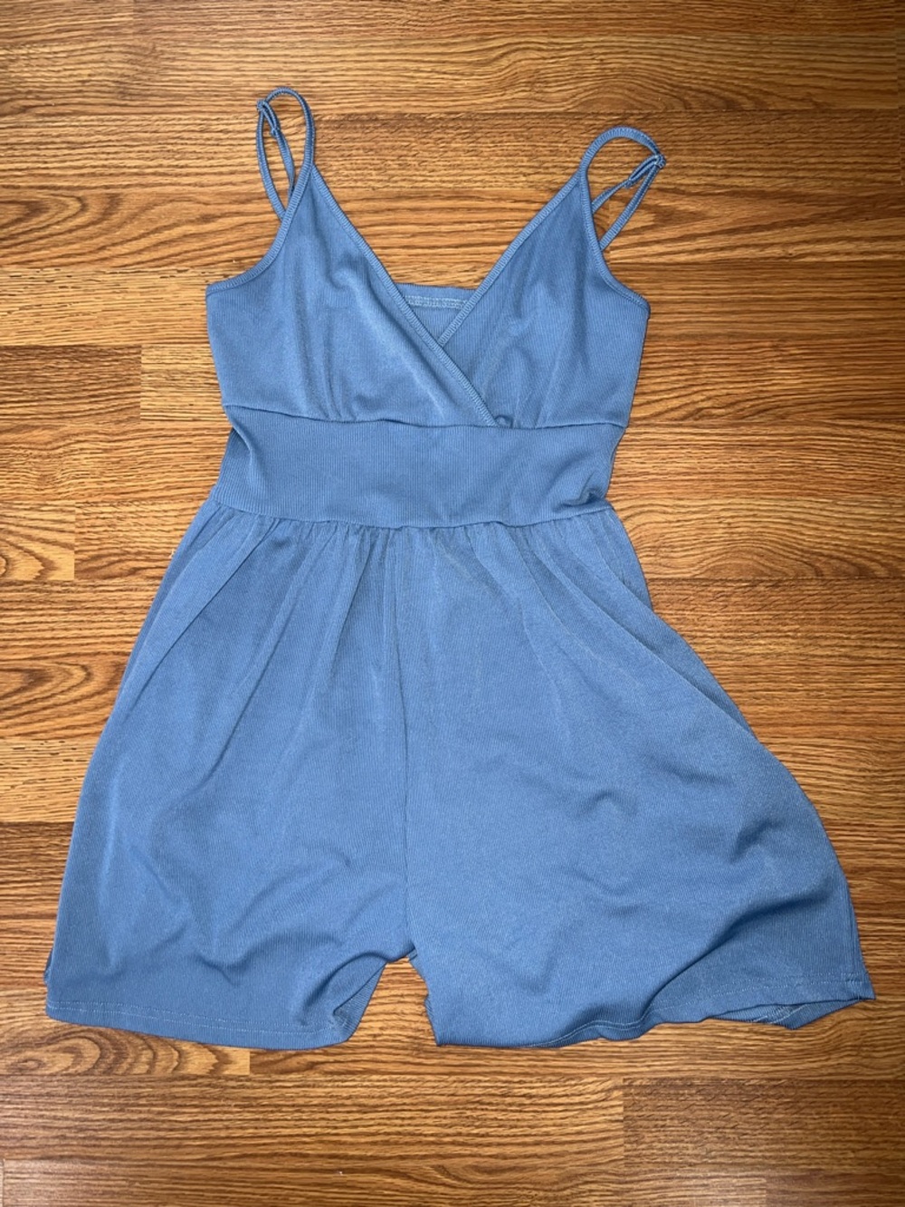 Women's Light Blue Sleeveless Romper with V-Neck